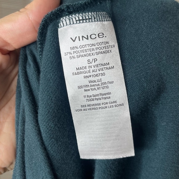 Vince Funnel Neck Teal Sweater Size S Thin Knit Cotton Blend - Picture 7 of 8